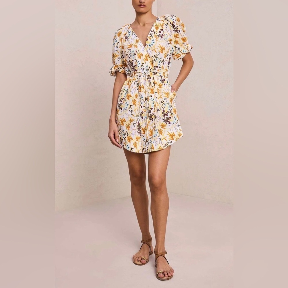NWOT A.L.C. Mia Cotton Yellow and White Floral Dress Size 2